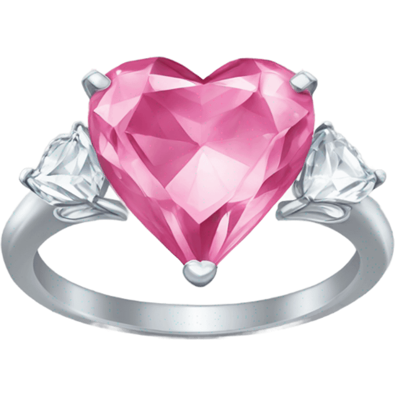 Diamond ring with a pink heart gem emoji