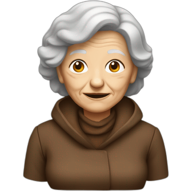 Old woman wearing brown clothes and a mutch  emoji