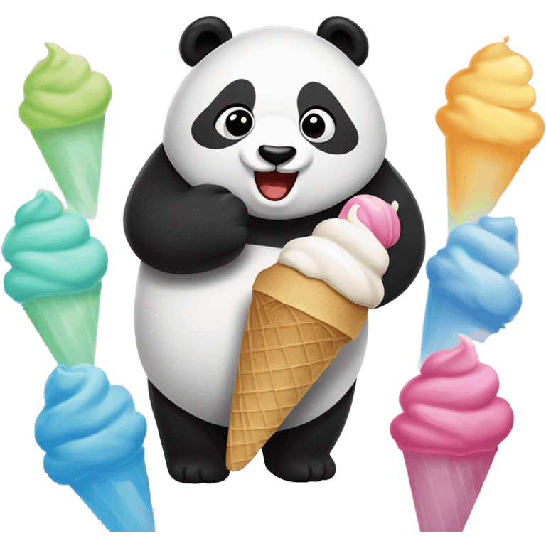 Panda eating ice cream emoji