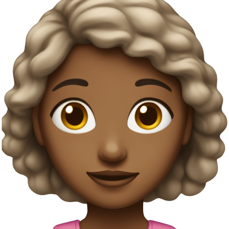 A girl who is medium black skin color, and she’s looking like a clean girl emoji