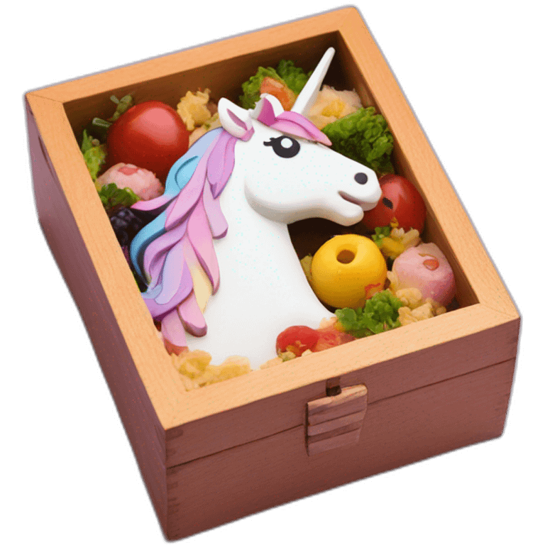 unicorn bento wooden box emoji