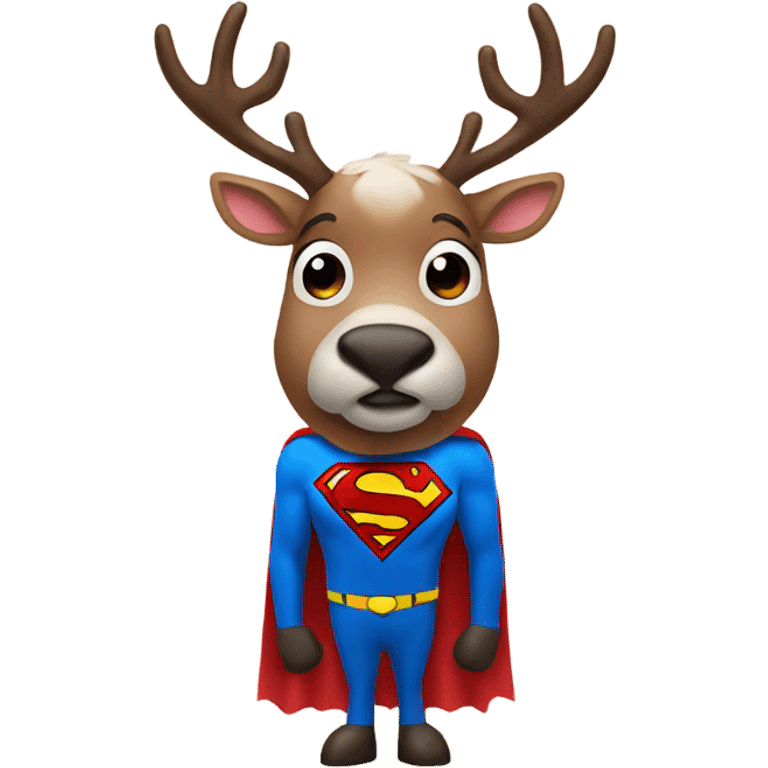 Reindeer wearing a Superman costume emoji