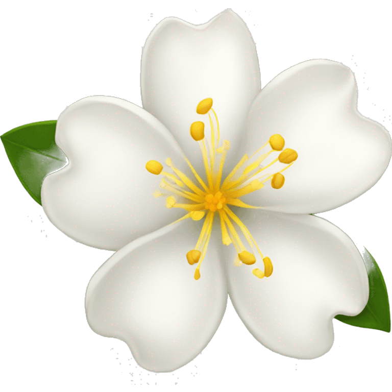  Jasmine flower with white petals and a yellow center of golden stamens. emoji