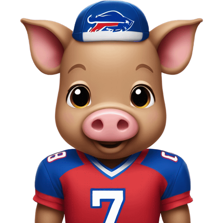 Cute pig in buffalo bills jersey emoji