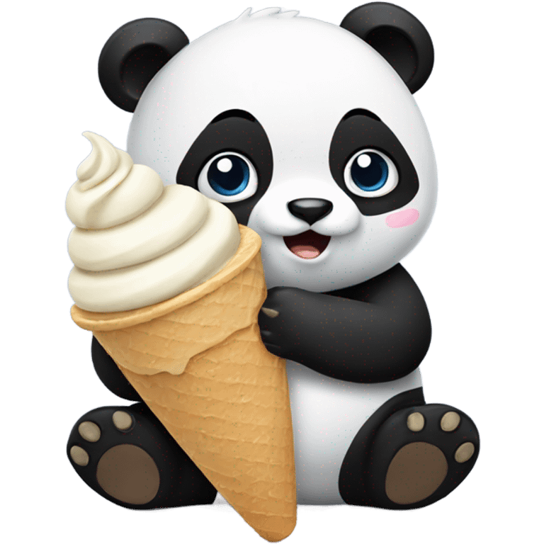 Panda eating ice cream emoji