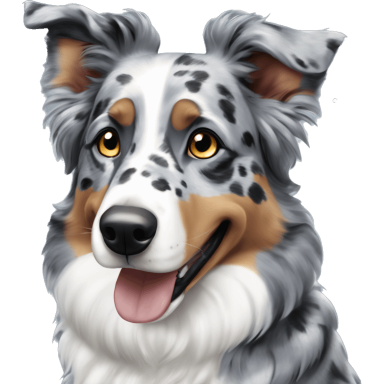 Blue Merle American shepherd celebrating Hanukkah emoji