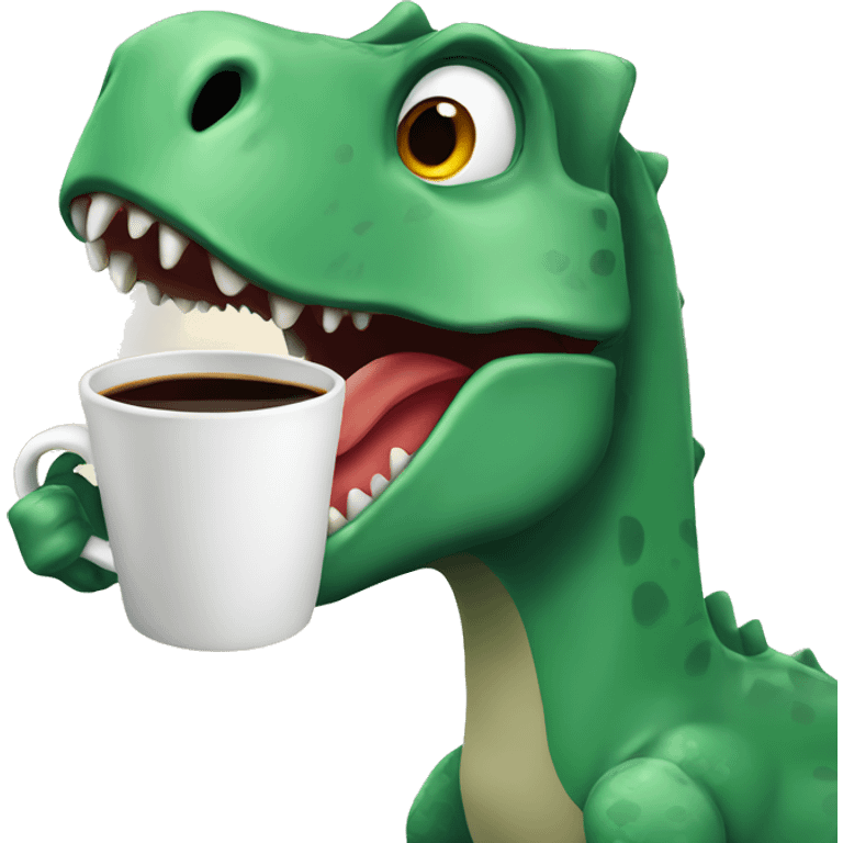 Dinosaur drinking coffee  emoji