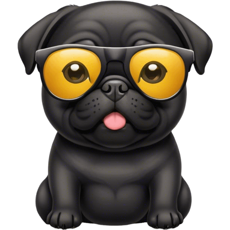 Black pug wearing sunglasses emoji