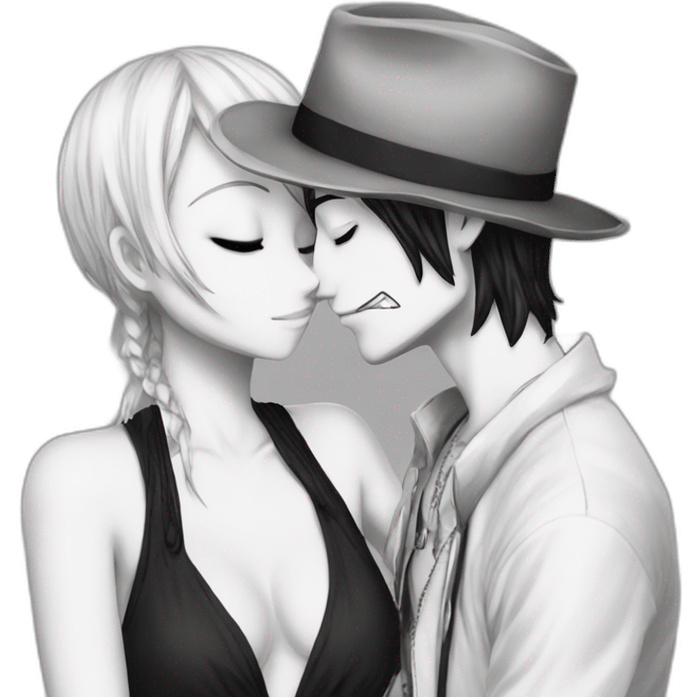 ace kissing akaino from one piece emoji