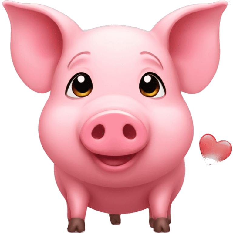 small pig with hearts emoji