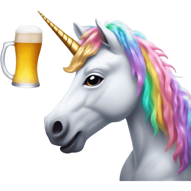 unicorn drinking beer emoji