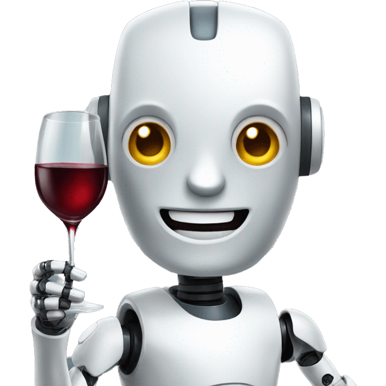 smiling robot holding a glass of wine emoji