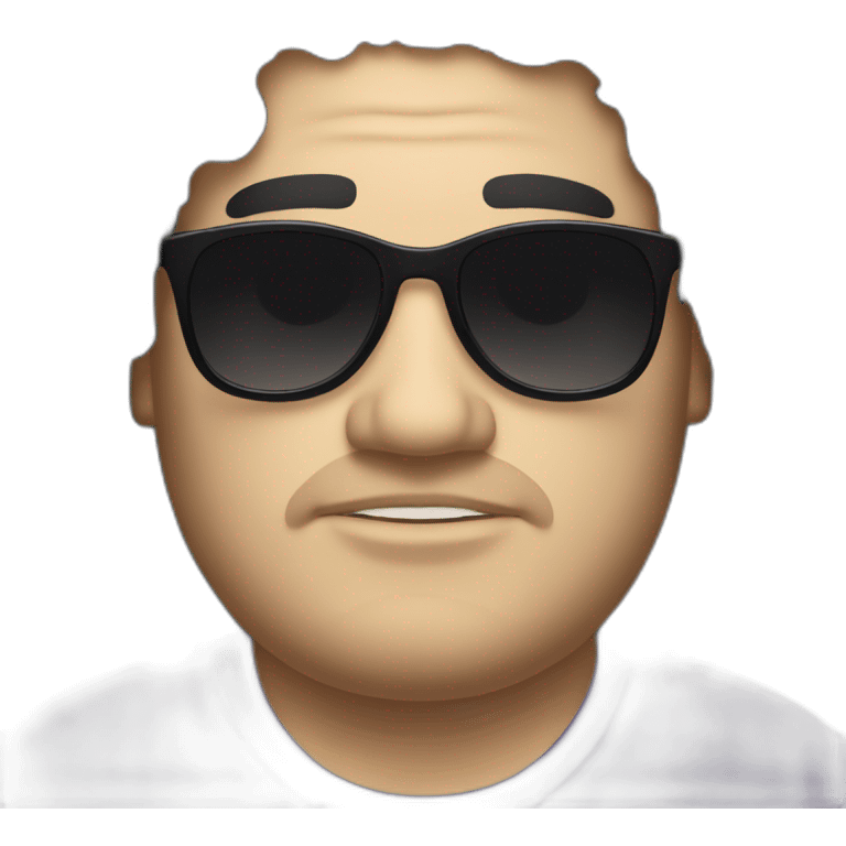 Fat white male with long curly black hair and sunglasses emoji