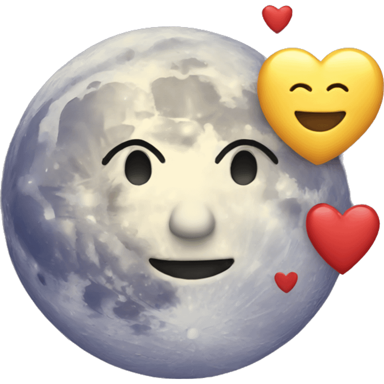 Moon and hearts emoji