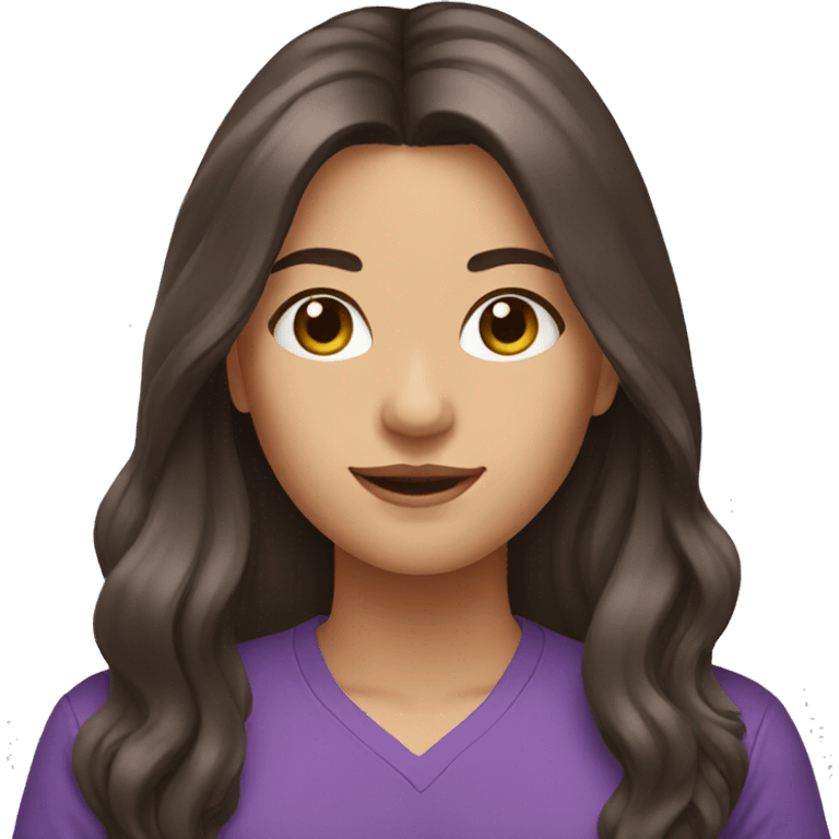 brunette long hair purple shirt emoji