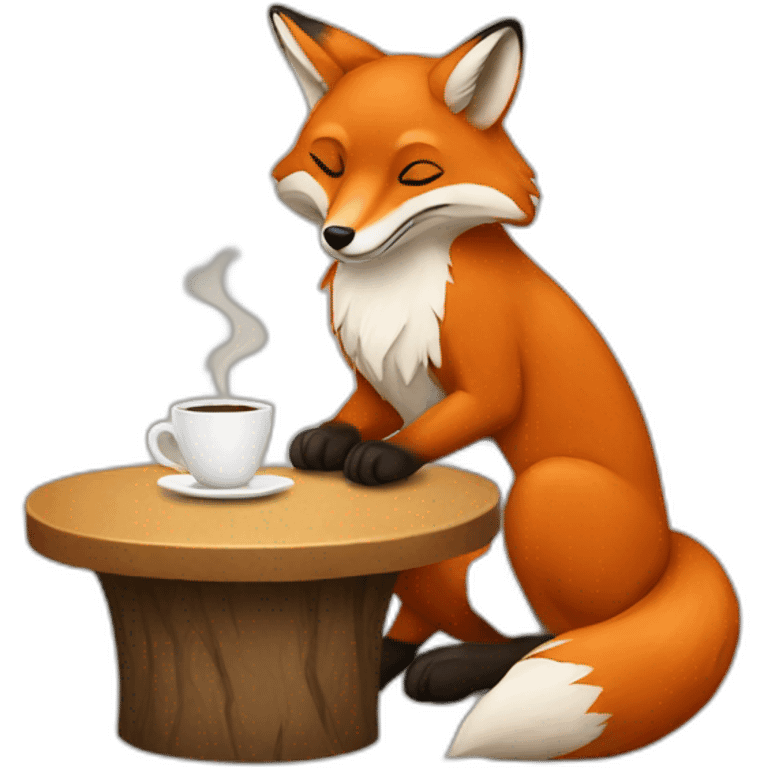 fox drinking coffee emoji