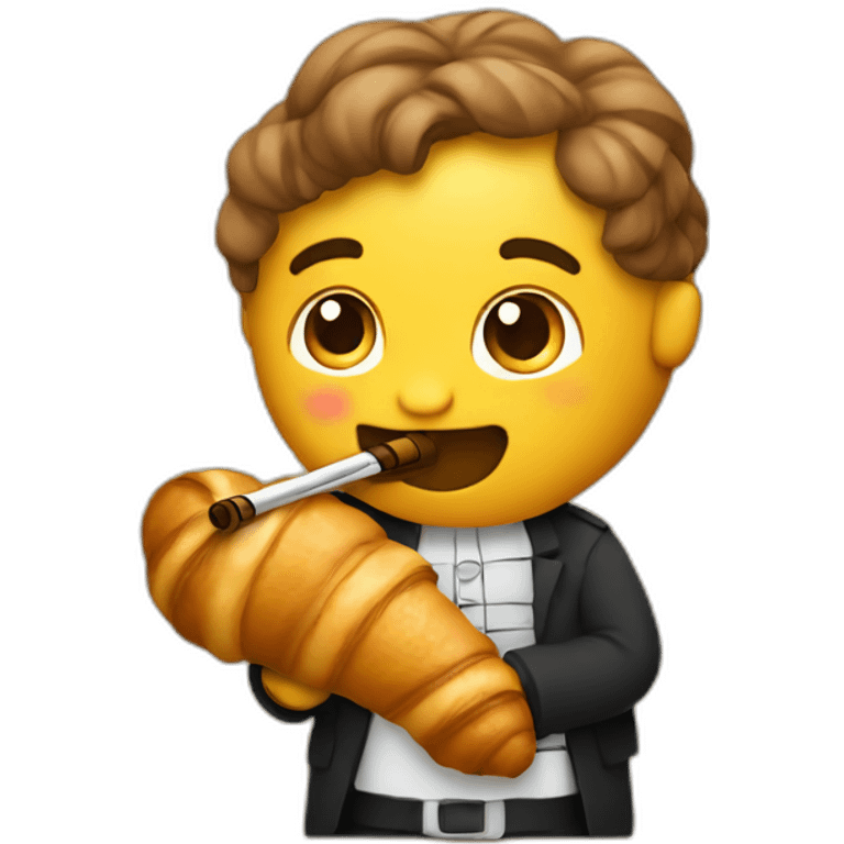 A croissant playing flute emoji