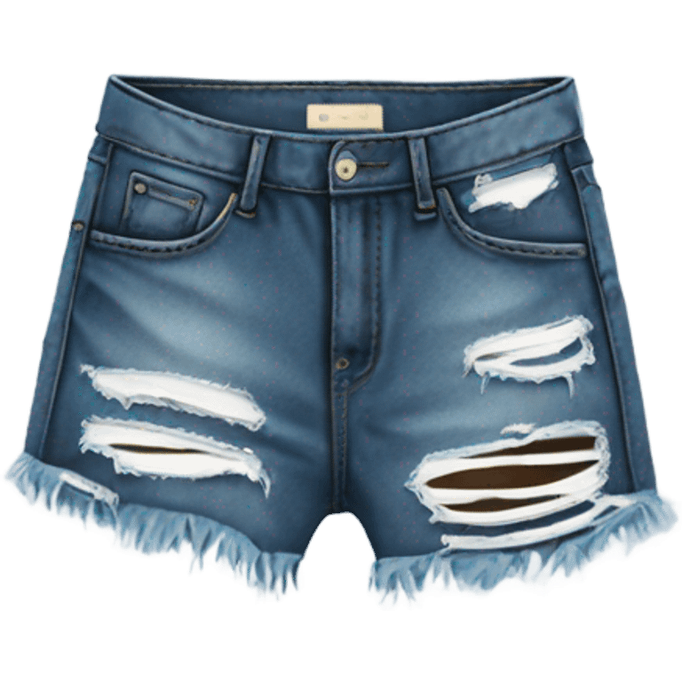 Realistic pair of distressed ripped with holes short denim shorts emoji