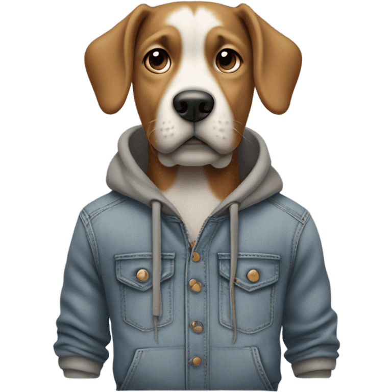 Dog with grey sweatshirt and jeans on with hands in pockets emoji