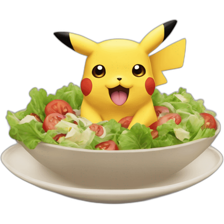 Pikachu mange une salade emoji