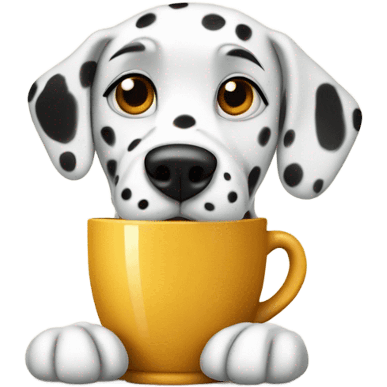 Dalmatian with coffee emoji