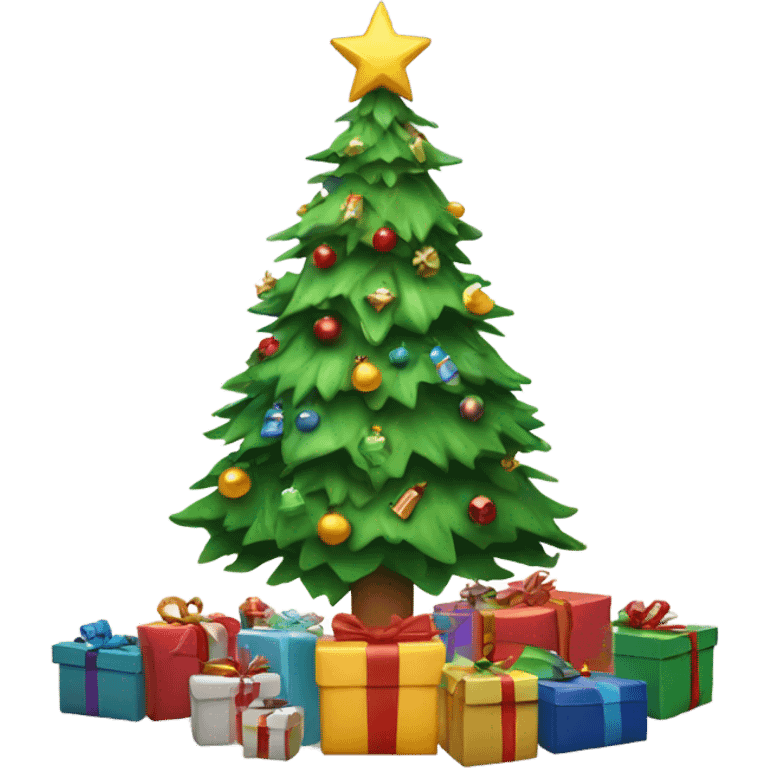 Christmas tree with Christmas presents around the base emoji