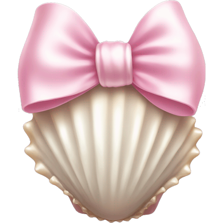 Pearl shell and light pink bow emoji