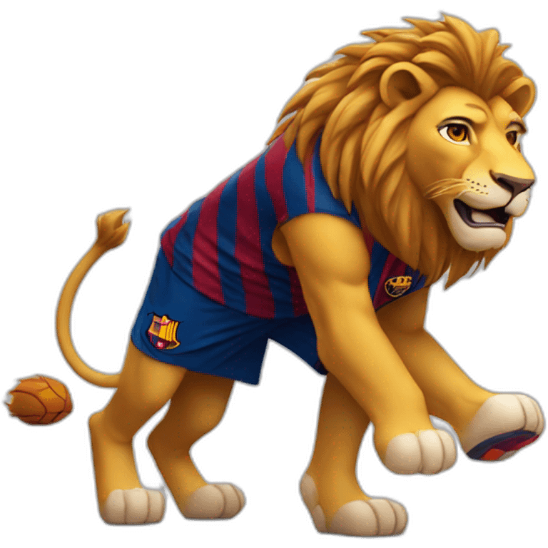 lion dressed in barça soccer gear emoji