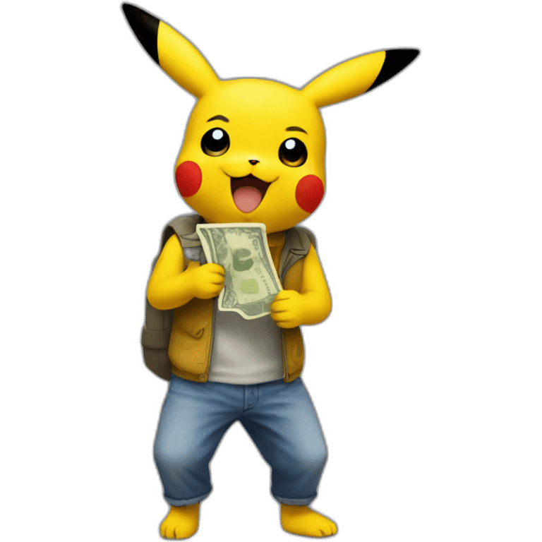 Pikachu qui a des billets emoji