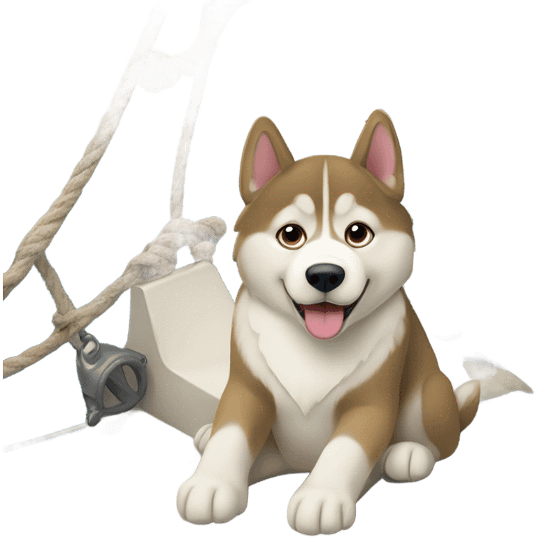 a light dorée  Husky in a sailboat emoji