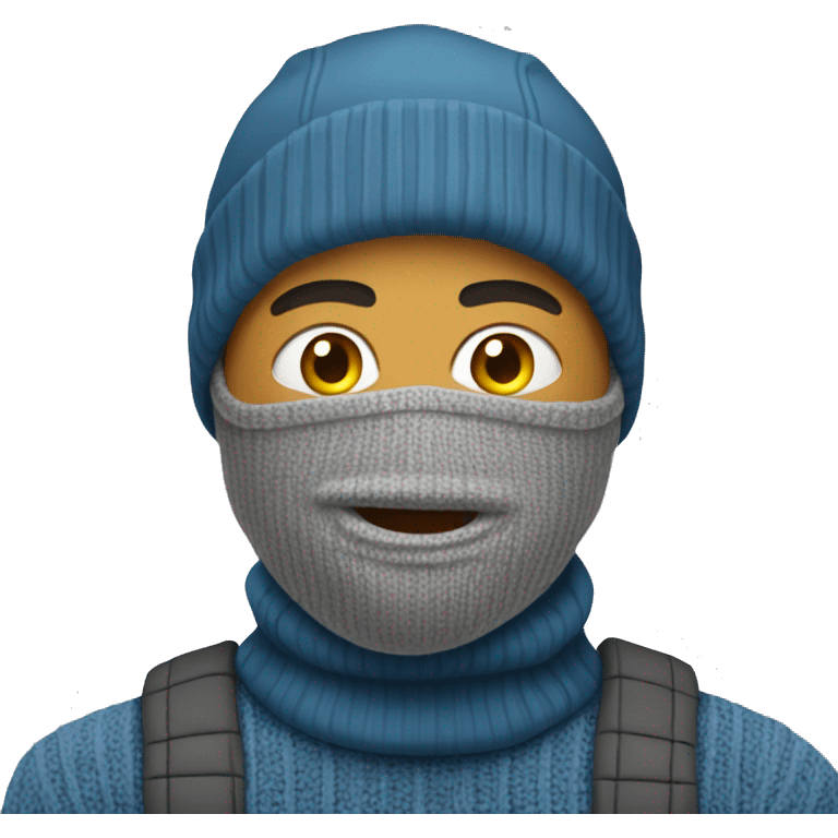 a man with balaclava, and gray-blue sweater emoji