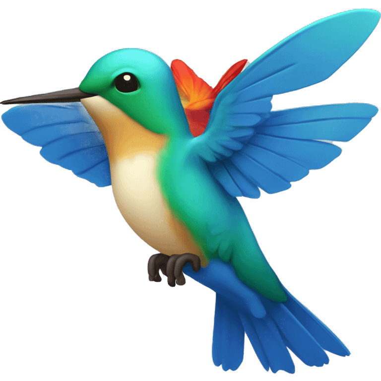 Colibri azul con las alas abiertas emoji