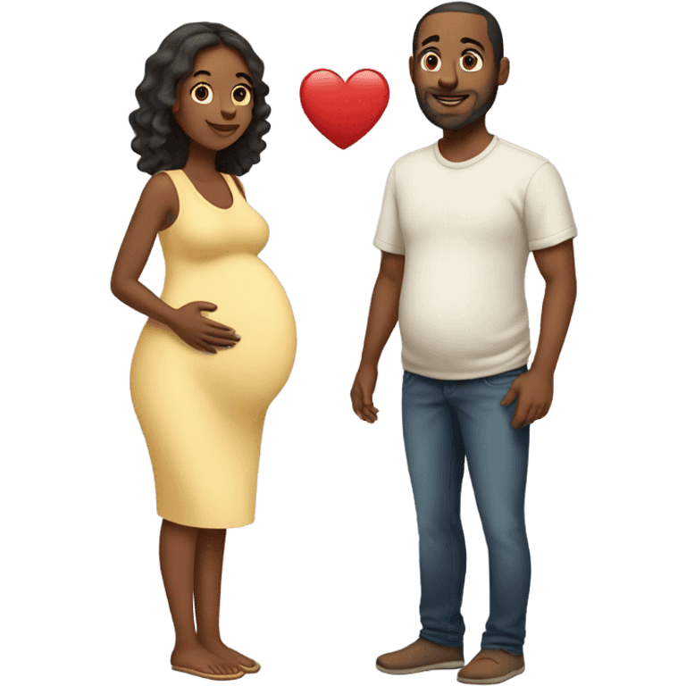 pregnant wife with husband full body emoji