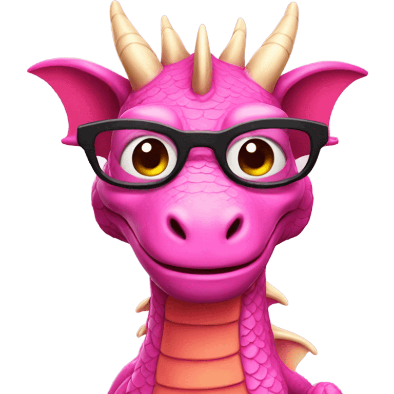 Pink dragon with glasses emoji