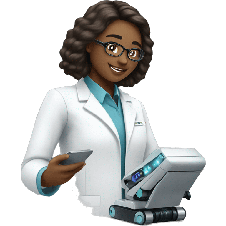 
a pharmacy intern using an EvoTec robot emoji