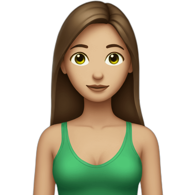 long straight brown hair girl with green eyes and freckles from head to chest emoji