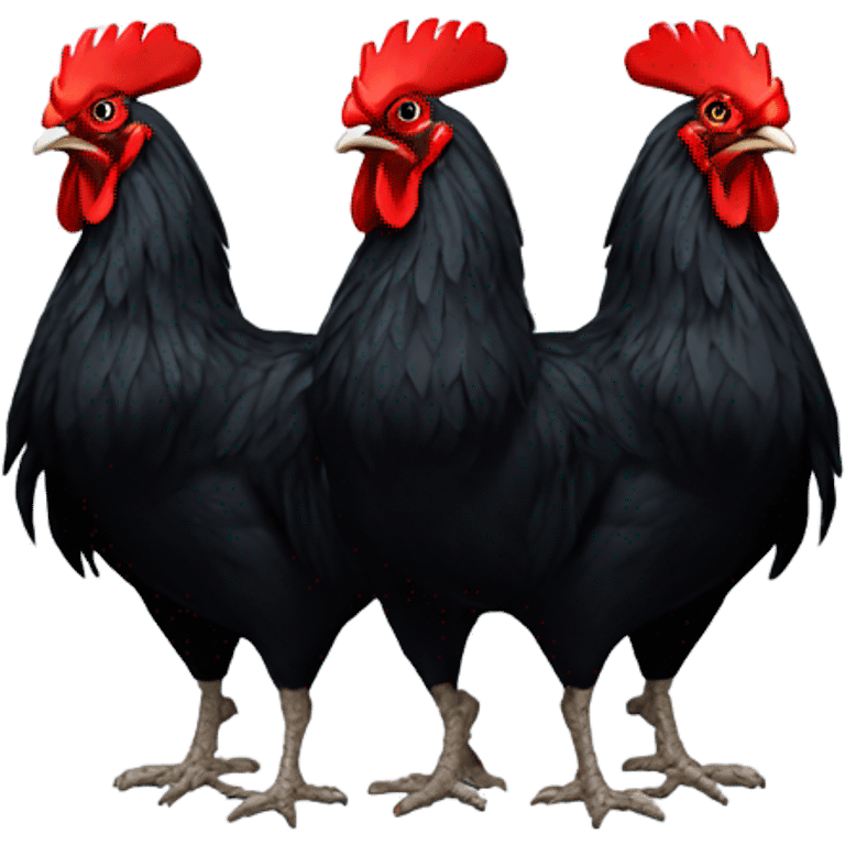 3 black roosters emoji