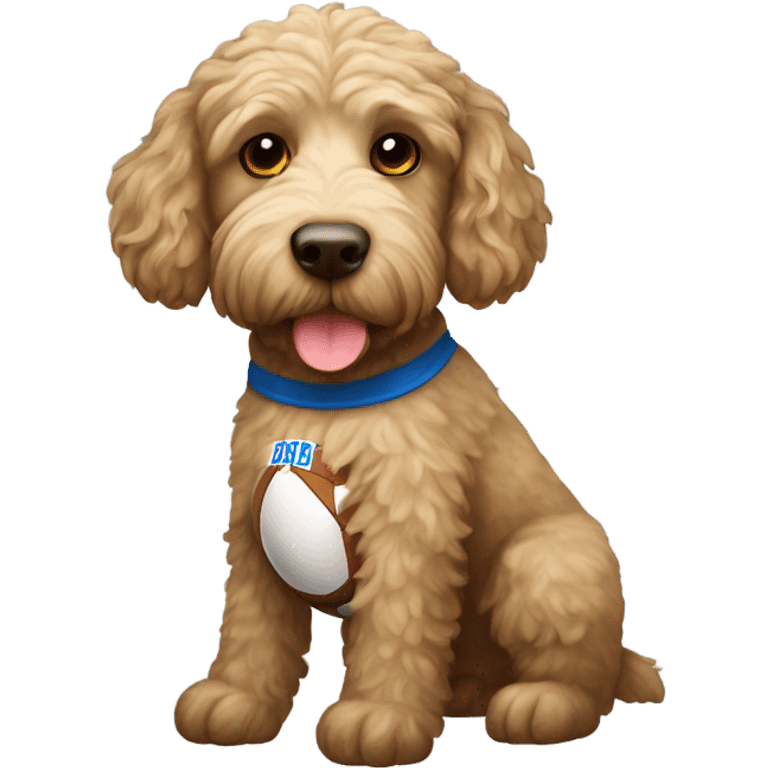 Labradoodle wearing a football jersey emoji