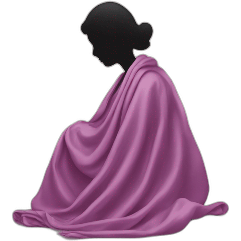 The silhouette of a woman's figure in a silk blanket emoji