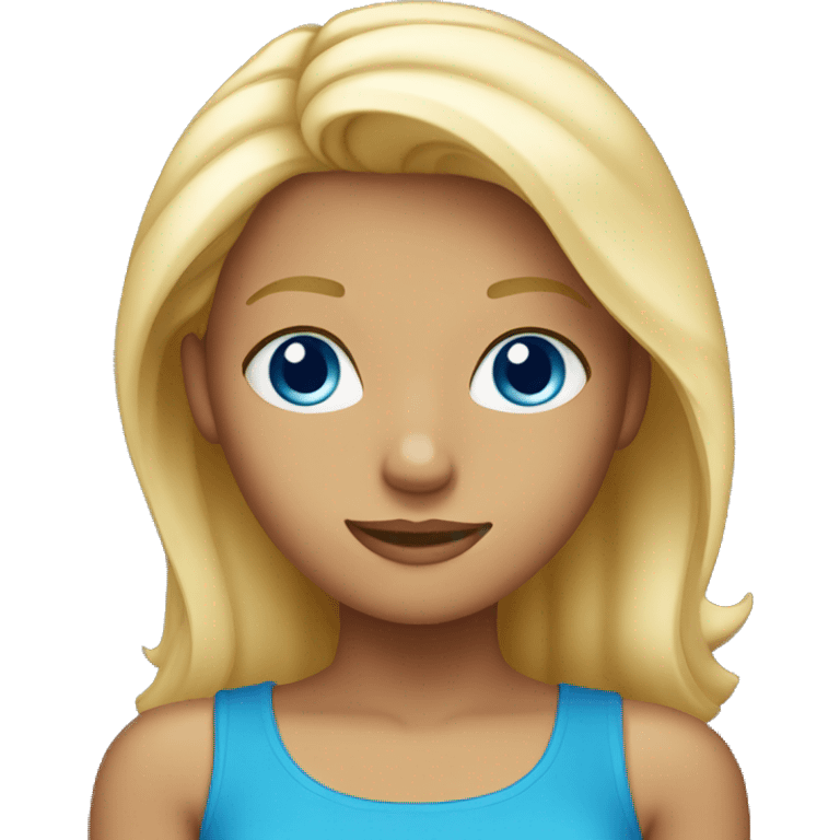 Blond girl  with tanned skin and blue eyes emoji