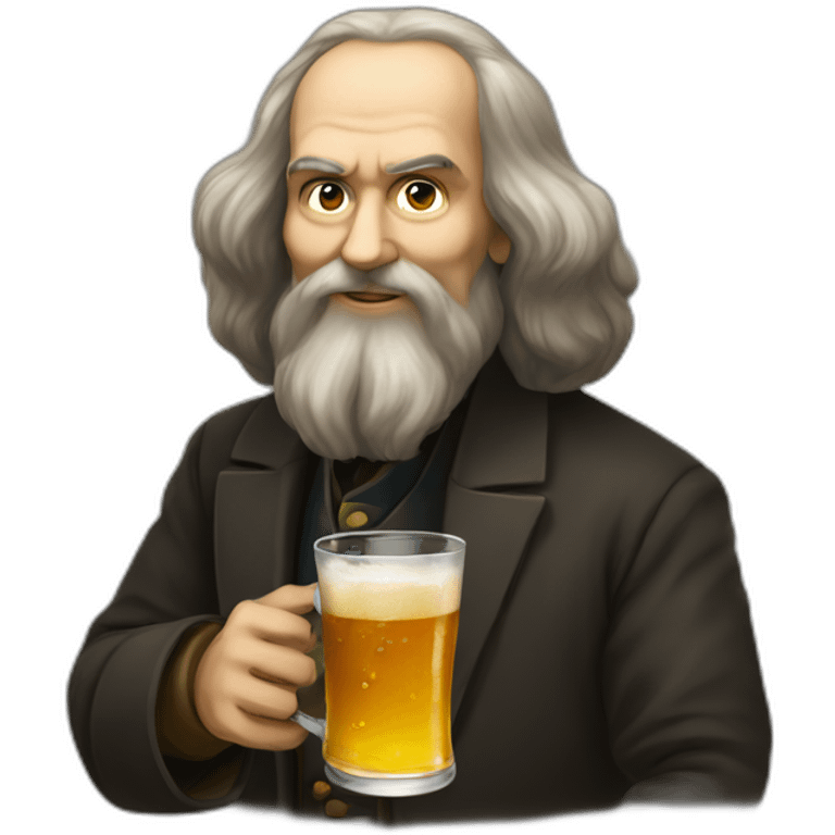 Mendeleev drinks beer emoji