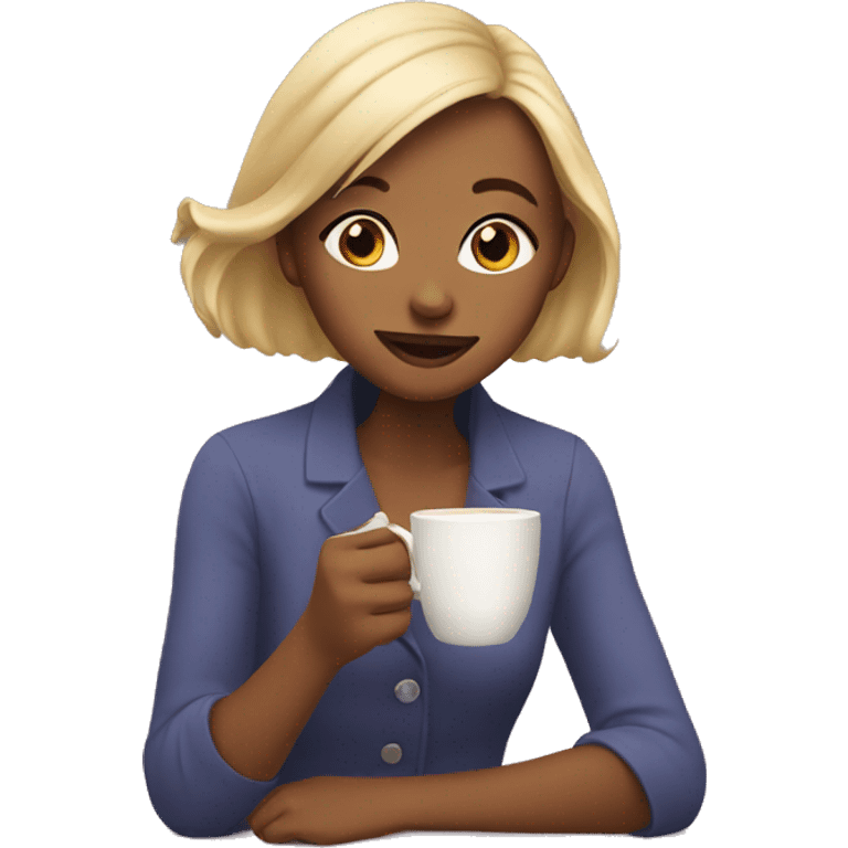 Girl sipping tea emoji