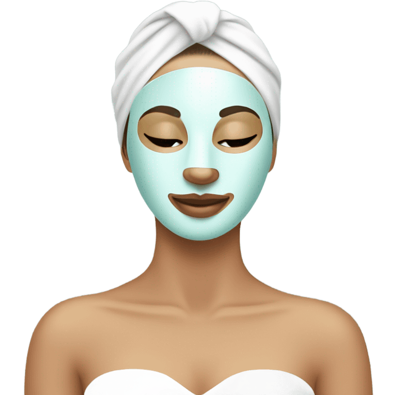 Lady with face mask spa beauty full face relaxing emoji