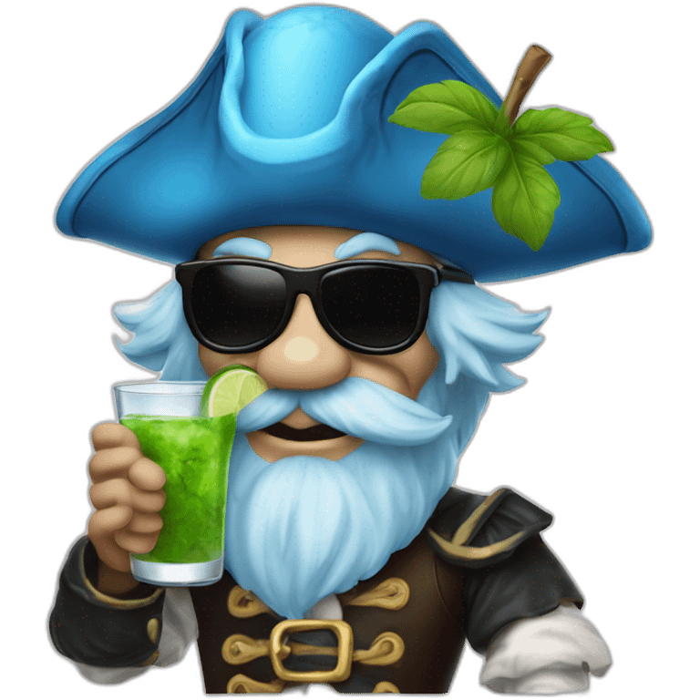 pirate Papa Smurf drinking mojito emoji