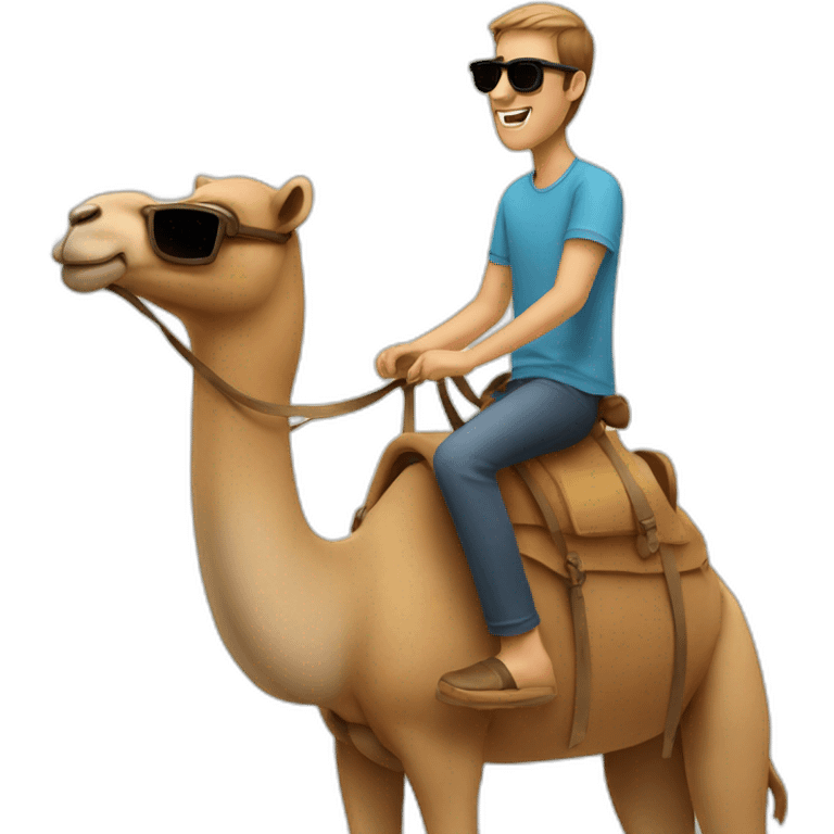 a guy riding a camel with sunglasses emoji