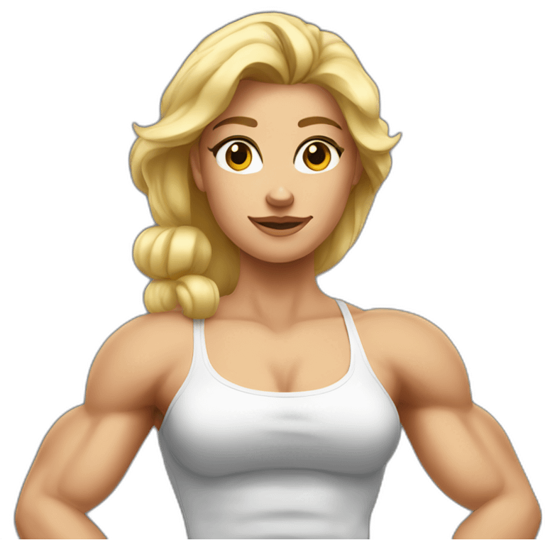 Strong muscle arm blonde girl emoji