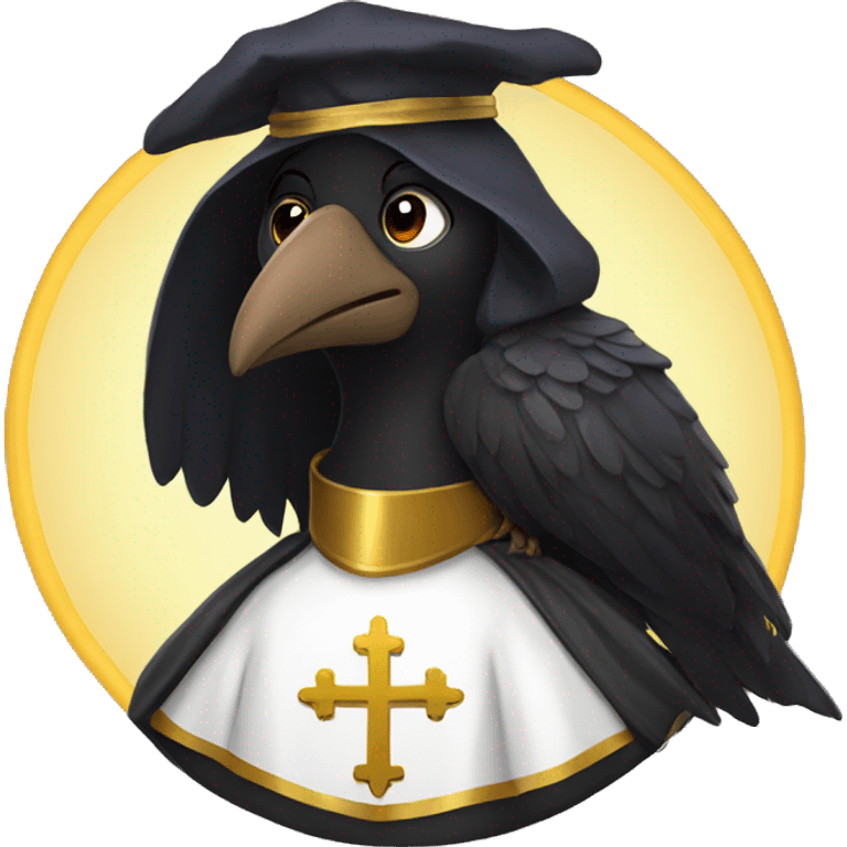 Raven with a saint halo emoji