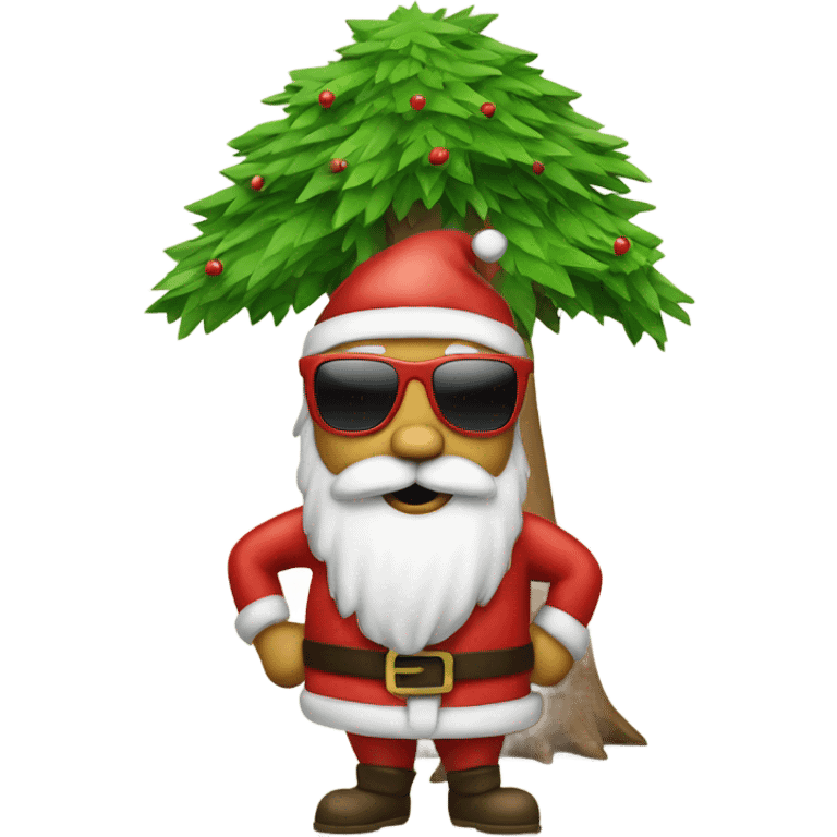 Santa riding a tree with sunglasses on  emoji