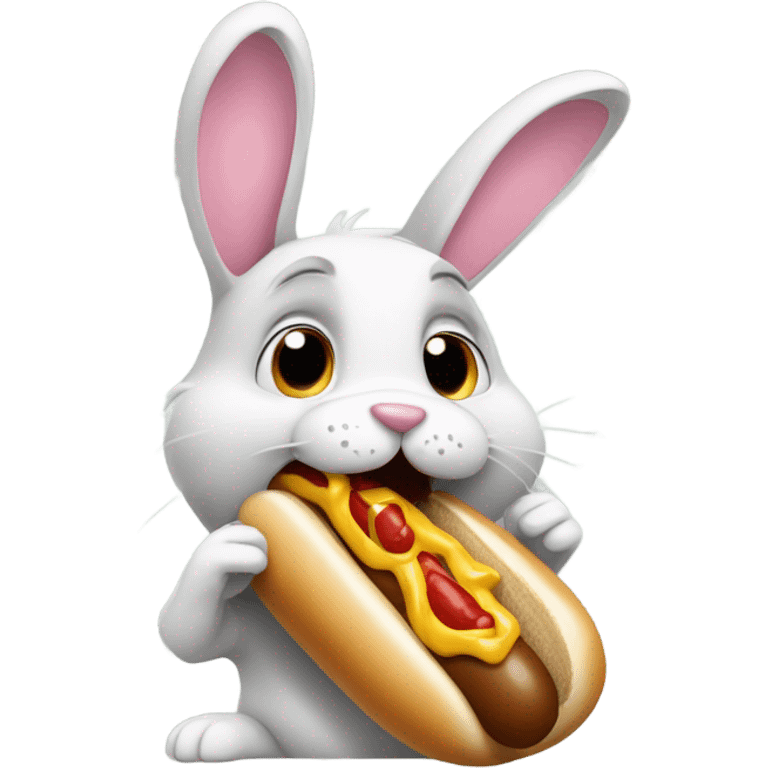 bunny eating hotdog emoji