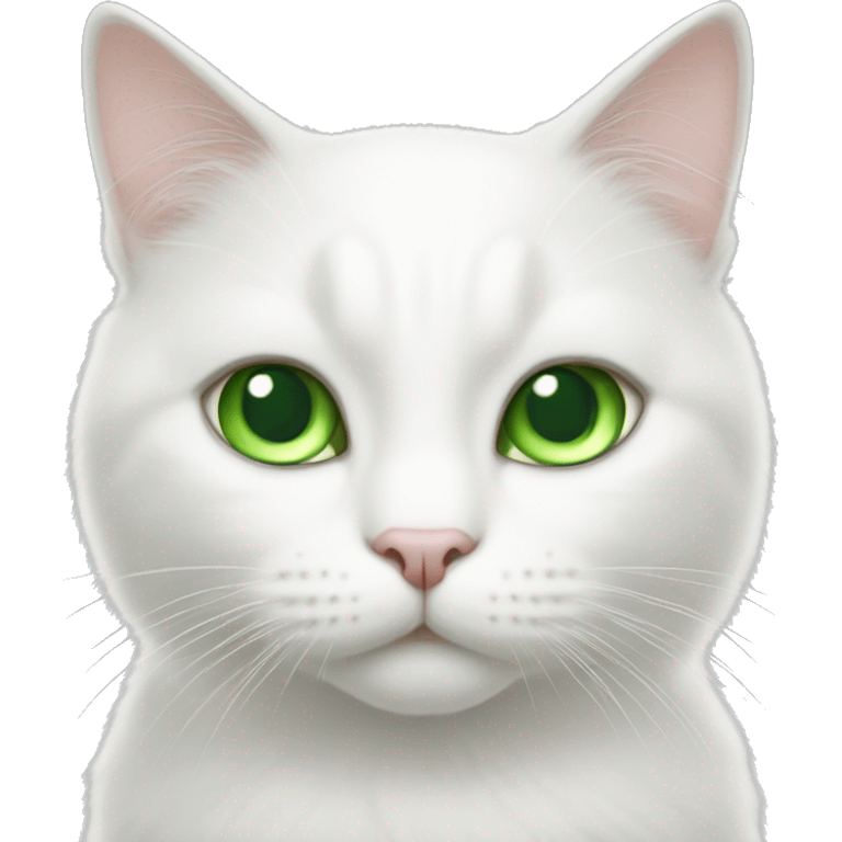 White cat green eyes emoji